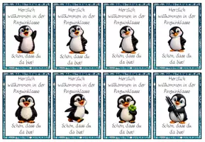 Vorschau - Bildkarten - Willkommenskärtchen Pinguinklasse #Klassentier - Seite 1