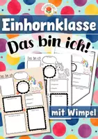 Vorschau - Arbeitsblätter - Einhornklasse - Das bin ich | Steckbrief (Klassentier) - Deckblatt