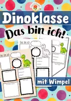 Vorschau - Mal- und Bastelvorlagen - Dinoklasse - Das bin ich | Steckbrief (Klassentier) - Deckblatt