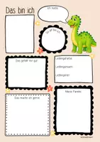 Vorschau - Mal- und Bastelvorlagen - Dinoklasse - Das bin ich | Steckbrief (Klassentier) - Seite 2