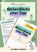 Vorschau - Stundenentwürfe - Nacherzählung einer Sage - rückwärtiges Lerndesign - Deckblatt