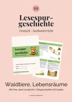 Vorschau - Arbeitsblätter - Lesespurgeschichte Waldtiere & Lebensräume - Deckblatt
