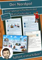 Vorschau - Arbeitsblätter - Der Nordpol – Lesespurgeschichte mit Rätselaufgaben (Klasse 4) - Deckblatt