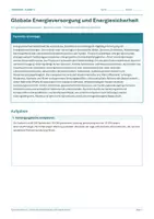 Vorschau - Arbeitsblätter - Arbeitsblatt Erdkunde Klasse 12 – Globale Energieversorgung und Energiesicherheit - Deckblatt