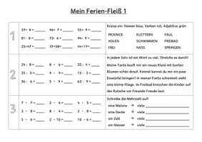 Vorschau - Arbeitsblätter - Mein Ferien-Fleiß Klasse 2 Deutsch Mathe - Deckblatt