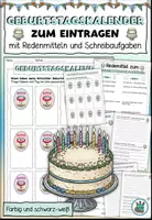 Vorschau - Arbeitsblätter - DaZ - Geburtstagskalender mit Redemitteln und Schreibaufgaben - Kalender und Zeit - DaZ / DaF / Deutsch - Deckblatt