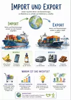 Vorschau - Arbeitsblätter - Lernplakat + AB mit Fragen zum Thema "Import und Export" + Lösungsblatt + Infografik - Deckblatt