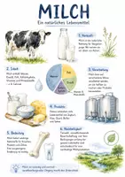 Vorschau - Arbeitsblätter - Lernplakat + Arbeitsblätter zum Thema "Milch" + Lösung & MP3 + Mindmap + Infografik - Deckblatt