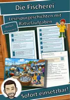 Vorschau - Arbeitsblätter - Die Fischerei – Lesespurgeschichte mit Rätselaufgaben (Klasse 4) - Deckblatt
