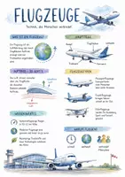 Vorschau - Arbeitsblätter - Lernposter + Arbeitsblätter zum Thema "Flugzeuge" + Lösung & MP3 + Mindmap + Infografik - Deckblatt
