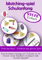 Vorschau - Spiele - Schulanfang Zuordnungsspiel Einfach • Wortschatz Schule • Kindergarten & Grundschule - Deckblatt