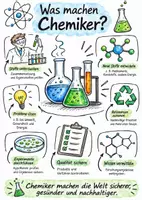 Vorschau - Arbeitsblätter - Lernposter + Arbeitsblätter zum Thema "Was machen Chemiker?" + Lösung & MP3 + Mindmap + Infografik - Deckblatt