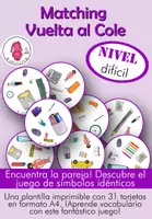 Vista previa - Juegos / Gamificación - Juego de Parejas Vuelta al Cole difícil • Vocabulario de la Escuela • ELE • Lenguaje Oral • Infantil y Primaria - Portada