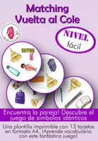 Vista previa - Juegos / Gamificación - Juego de Parejas Vuelta al Cole fácil • Vocabulario de la Escuela • ELE • Lenguaje Oral • Infantil y Primaria - Portada