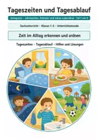 Vorschau - Arbeitsblätter - Tageszeiten und Tagesablauf – Sachunterricht Klasse 1–2 - Deckblatt