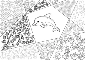 Vorschau - Mal- und Bastelvorlagen - Delfin Ausmalbilder – Malvorlagen Delfin & Meer | Tiere Ausmalen - Seite 1