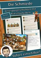 Vorschau - Mal- und Bastelvorlagen - Die Schmiede – Lesespurgeschichte mit Rätselaufgaben (Klasse 4) - Deckblatt