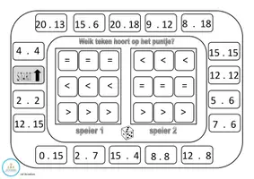 Voorbeeld - Bingo: meer dan, minder dan, gelijk aan (tot 20) - Pagina 2