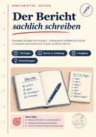Vorschau - Arbeitsblätter - Berichte schreiben Klasse 6 / 7 - Deckblatt