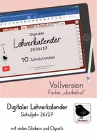 Vorschau - Präsentationen/Tafelbilder - Digitaler Lehrerkalender 26/27 (10 Stunden) "dunkelrot" - Deckblatt