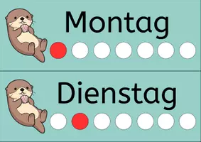 Vorschau - Poster - Kalender für die Grundschule – Wochentage, Monate & Datum | Otterklasse - Seite 1