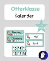 Vorschau - Poster - Kalender für die Grundschule – Wochentage, Monate & Datum | Otterklasse - Deckblatt