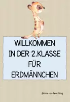 Vorschau - Mal- und Bastelvorlagen - Erdmännchenklasse: Willkommensgruß 2.Klasse Schulanfang - Deckblatt