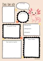 Vorschau - Mal- und Bastelvorlagen - Axolotlklasse - Das bin ich | Steckbrief (Klassentier) - Seite 2