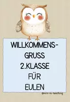 Vorschau - Bildkarten - Eulenklasse: Willkommensgruß 2.Klasse Schulanfang - Deckblatt