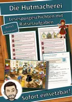 Vorschau - Arbeitsblätter - Die Hutmacherei – Lesespurgeschichte mit Rätselaufgaben (Klasse 4) - Deckblatt