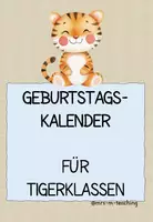 Vorschau - Anderer Materialtyp - Tigerklasse: Geburtstagskalender Wimpelkette Klassenraum Deko - Deckblatt