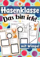 Vorschau - Mal- und Bastelvorlagen - Hasenklasse - Das bin ich | Steckbrief (Klassentier) - Deckblatt