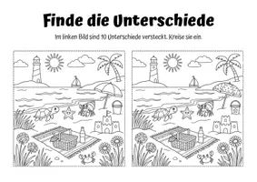 Vorschau - Arbeitsblätter - Finde die Unterschiede: Sommer & Strand - Seite 1