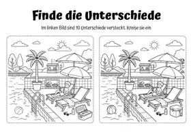 Vorschau - Arbeitsblätter - Finde die Unterschiede: Sommer& Freibad - Seite 1