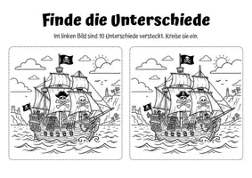 Vorschau - Arbeitsblätter - Finde die Unterschiede: Sommer & Piraten - Seite 1