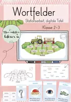 Vorschau - Arbeitsblätter - Wortfelder - Stationsarbit & Digitale Tafel (Klasse 2/3) - Deckblatt