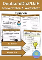 Vorschau - Arbeitsblätter - Spinnen : Leseverstehen und Wortschatz - DaZ/DaF • Deutsch • Sachunterricht - Deckblatt