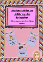 Vorschau - Stationenlernen - Stationsschilder zur Buchstabeneinführung - Deckblatt