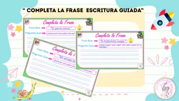 Vista previa - Hojas de trabajo - COMPLETA LA FRASE. ESCRITURA GUIADA - Portada