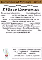 Vorschau - Arbeitsblätter - Verdauung : Leseverstehen und Wortschatz - DaZ/DaF • Deutsch • Sachunterricht - Seite 2