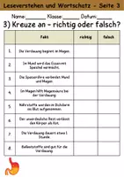 Vorschau - Arbeitsblätter - Verdauung : Leseverstehen und Wortschatz - DaZ/DaF • Deutsch • Sachunterricht - Seite 3