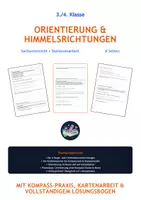 Vorschau - Arbeitsblätter - Orientierung und Himmelsrichtungen | 3.-4. Klasse | Sachunterricht | Stationenarbeit | - Deckblatt
