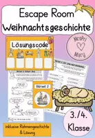 Vorschau - Arbeitsblätter - Weihnachtsgeschichte Escape Room Relgion Klasse 3 & 4 mit Lösung - Deckblatt