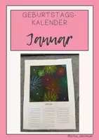 Vorschau - Mal- und Bastelvorlagen - Kalenderblatt Januar - Geburtstagskalender selbst gestalten - Deckblatt