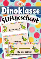Vorschau - Mal- und Bastelvorlagen - Dinoklasse - Stiftgeschenk | Geschenk (Klassentier) - Deckblatt