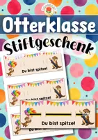 Vorschau - Mal- und Bastelvorlagen - Otterklasse - Stiftgeschenk | Geschenk (Klassentier) - Deckblatt