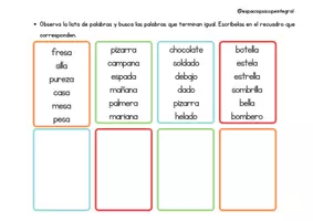 Vista previa - Hojas de trabajo - Palabras que terminan igual - página 3