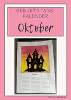 Vorschau - Mal- und Bastelvorlagen - Kalenderblatt Oktober - Geburtstagskalender selbst gestalten - Deckblatt