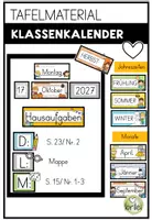 Vorschau - Poster - Klassenkalender für die Tafel – Datum und Hausübungen übersichtlich visualisieren - Deckblatt