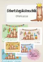 Vorschau - Anderer Materialtyp - Schild Geburtstagskiste Klassentier Otter I Otterklasse - Deckblatt